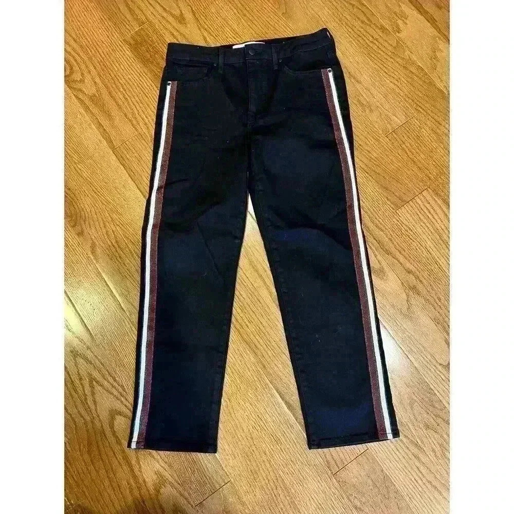 Velvet by Graham & Spencer Darria Cropped Pants Size 27 Inseam‎ 25” Side Stripes